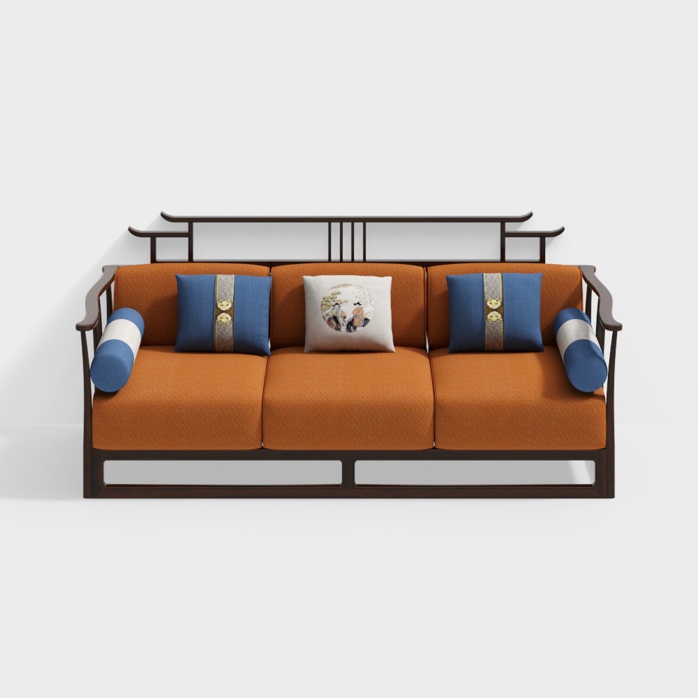 Ghế sofa ba chỗ gỗ mun cao su tần bì Bắc Âu 144655176