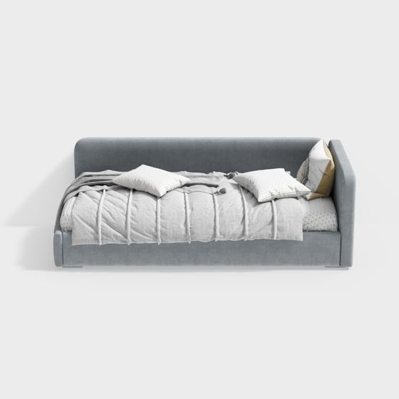 Elegant Low-Polygon Sofa Bed 3D Model