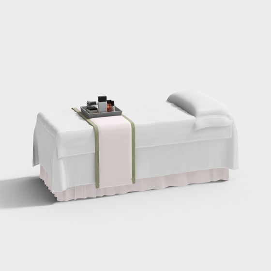 Elegant White Massage Bed 3D model for Relaxation Spaces