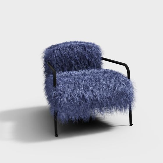 Fuzzy Blue Chair 3D model