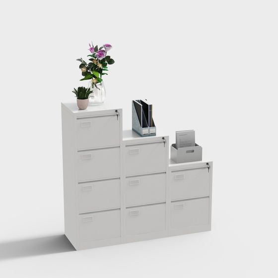 Low Polygon File Cabinet 3D Model
