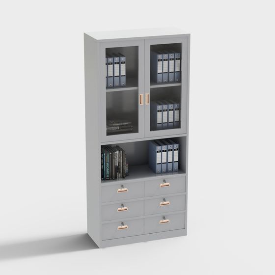 Modern Minimalist Gray Bookshelf 3D model