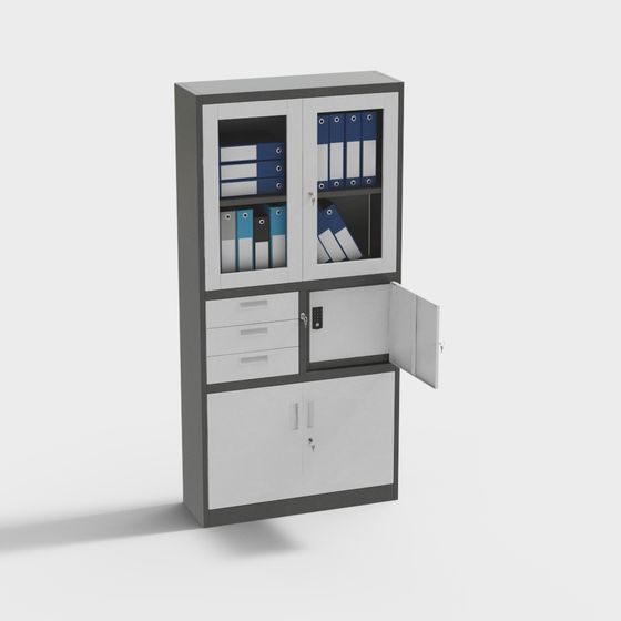 Modern Gray and White Filing Cabinet 3D model