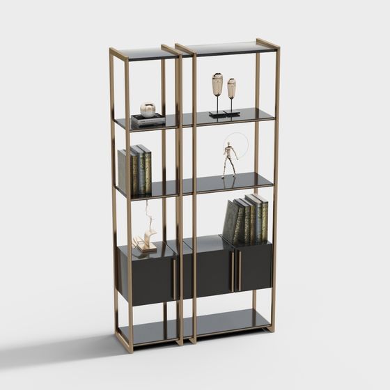 Elegant Low-Poly Bookshelf 3D model