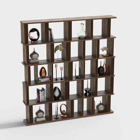 Elegant Low-Poly Bookshelf 3D model