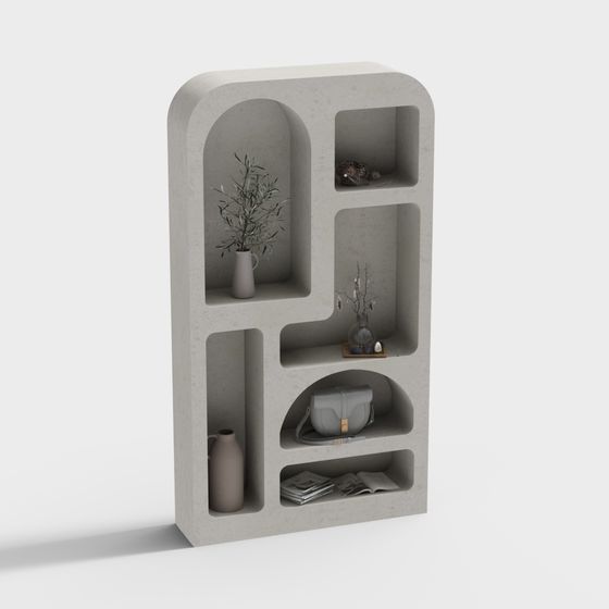Elegant Low-Polygon Bookshelf 3D model
