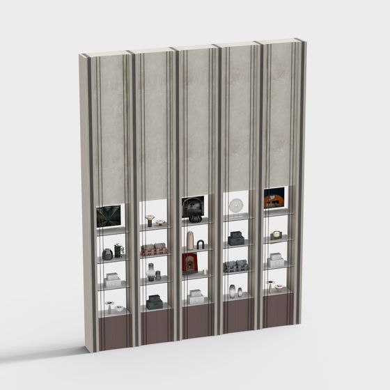 Modern Low-Poly High-Detail Display Cabinet 3D model