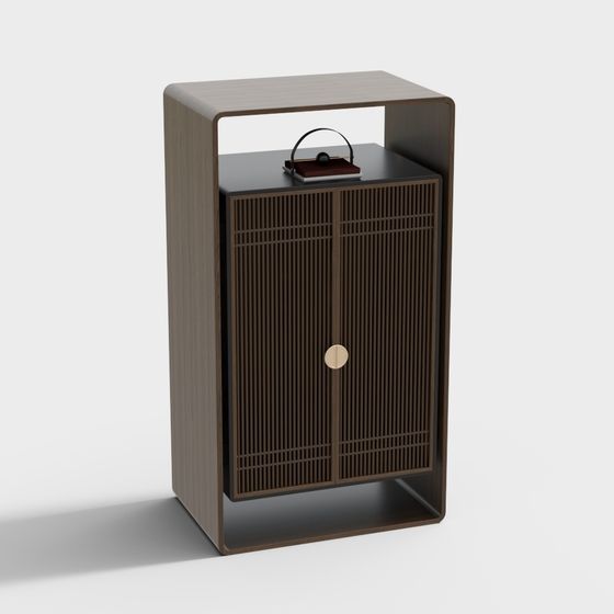 Minimalist Wooden Side Cabinet 3D model