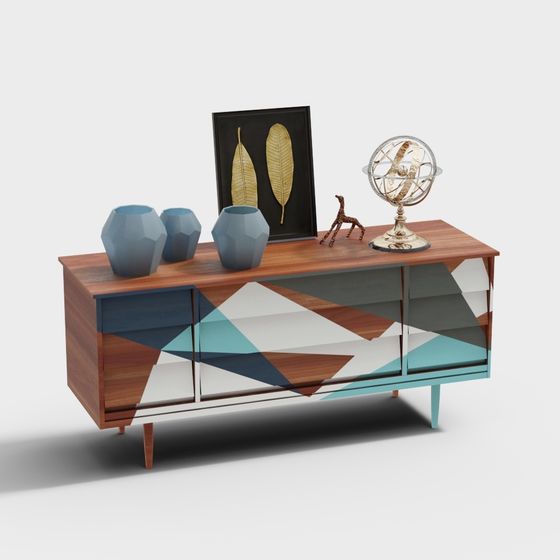 Geometrical Charm Sideboard 3D model for Modern Interiors