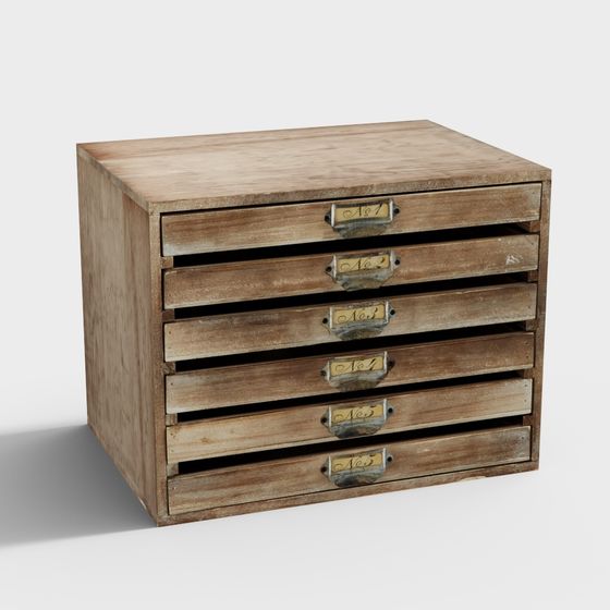 Nostalgic File Cabinet 3D model for Creative Projects