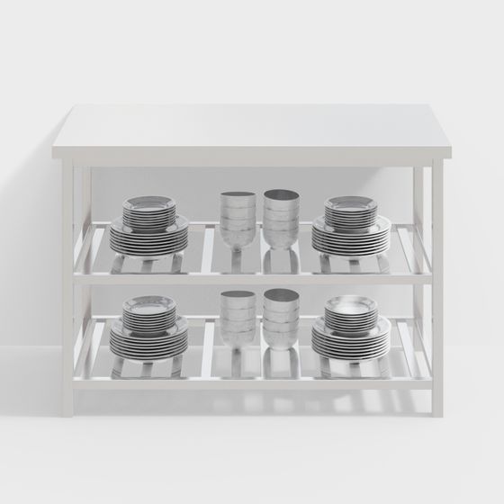 Modern Minimalist Kitchen Shelving 3D model