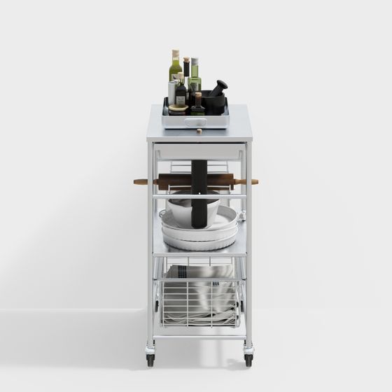 Stylish Kitchen Cart 3D model for Modern Spaces