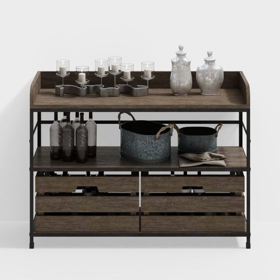 Industrial Style Storage Rack 3D model