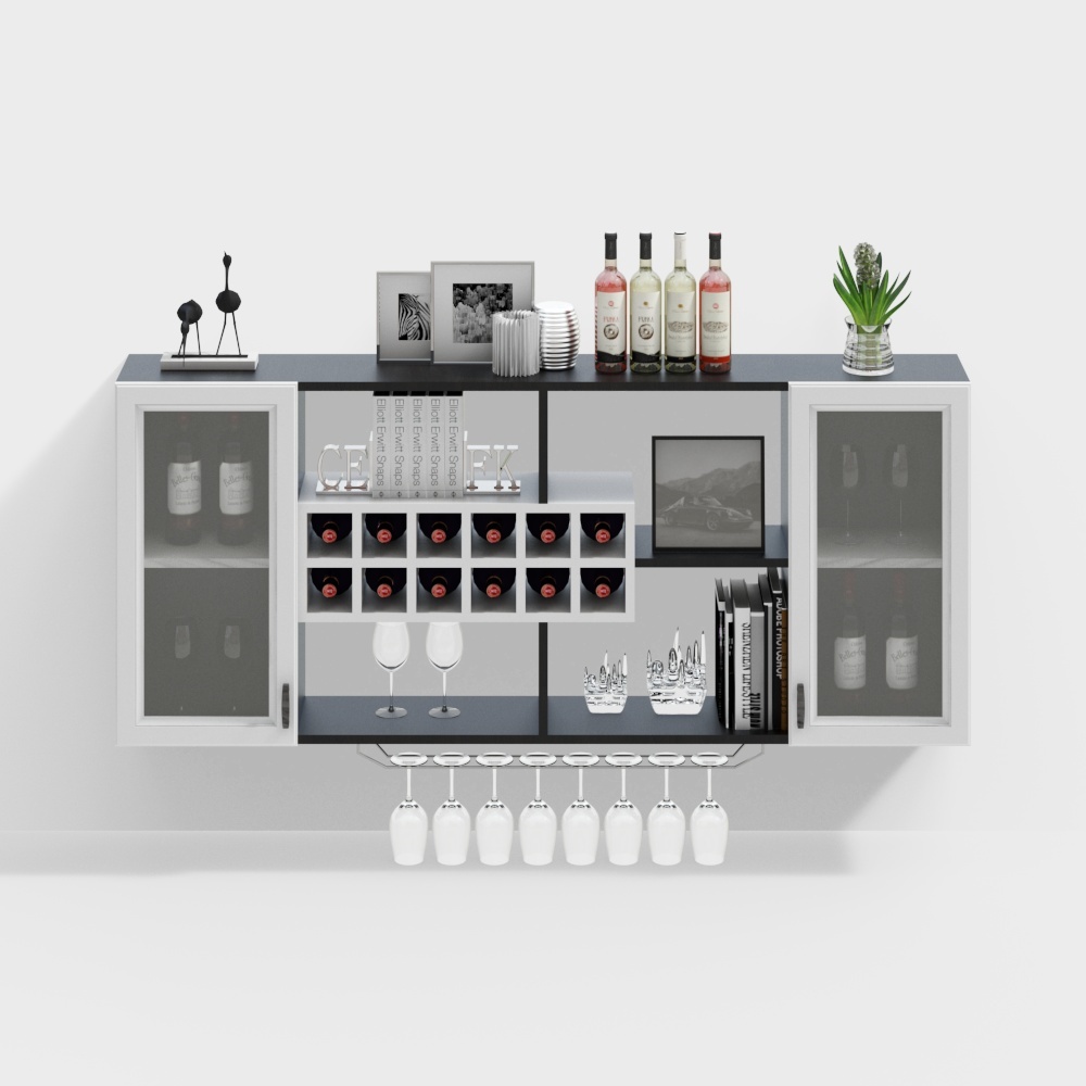 Gabinetes colgantes de vinos de cristal modernos