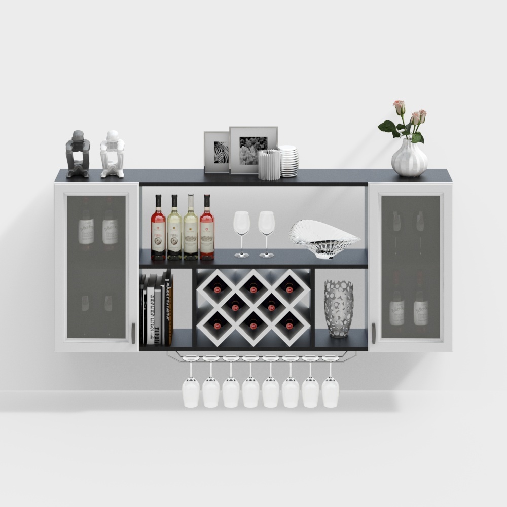 Modern glass door wall cabinet