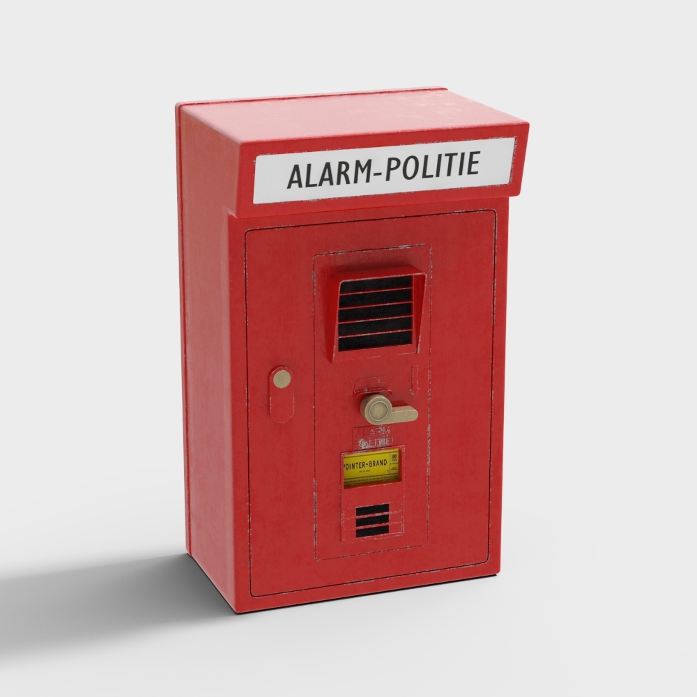 Realistic Fire Alarm Box 3D Model