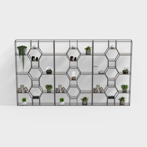 Hive Style Bookshelf 3D model for Modern Spaces
