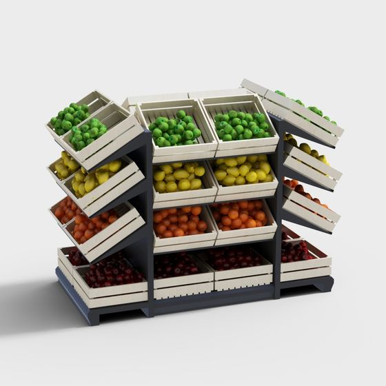 Colorful Low Poly Fruit Rack 3D model for Creative Projects