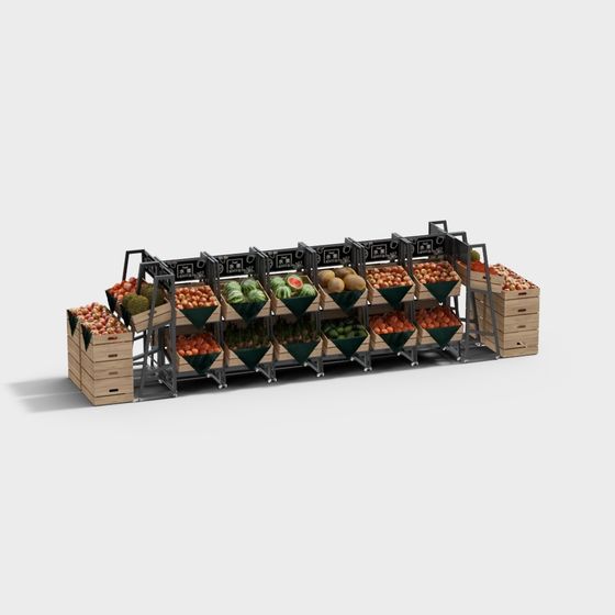 Realistic Fruit and Vegetable Display 3D model