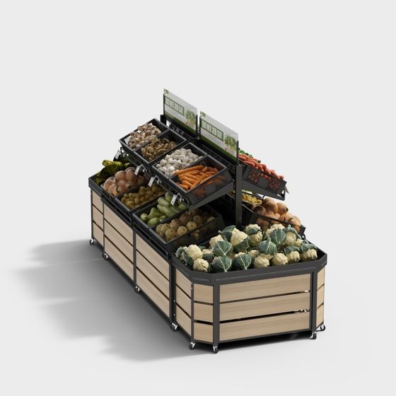 Low-Poly Vegetable Display Rack 3D model