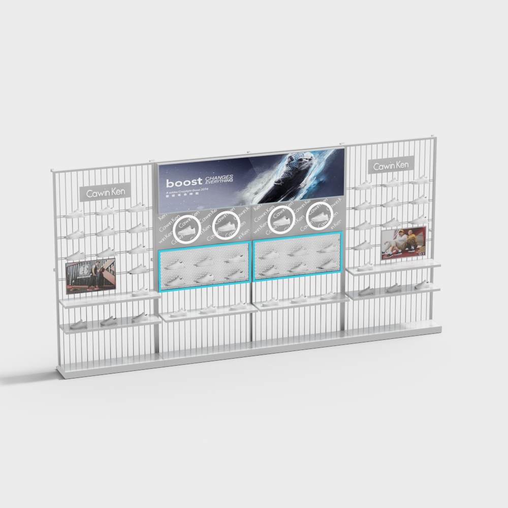 Modern shoe store shelves