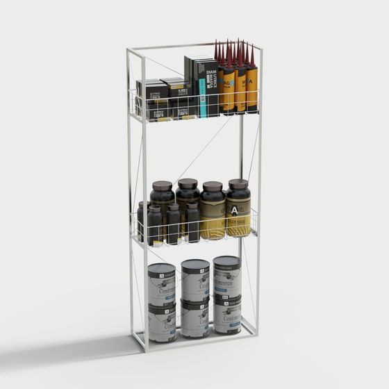 Elegant Metal Shelving Unit 3D model