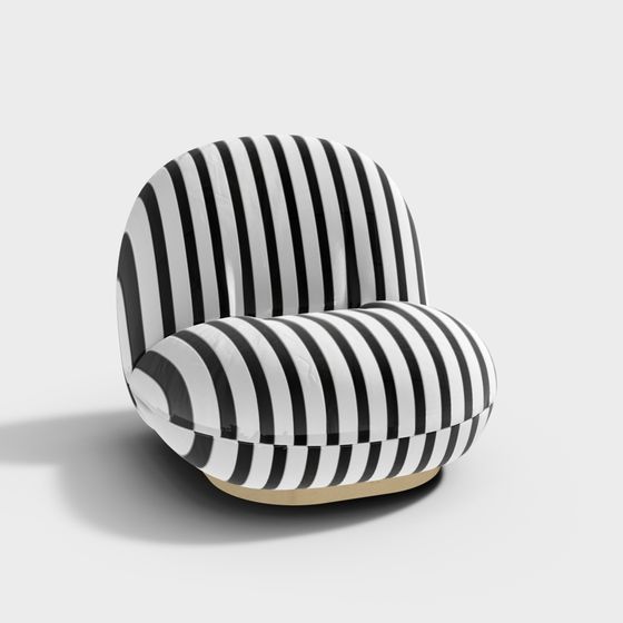 Black and White Striped Lounge Chair 3D model