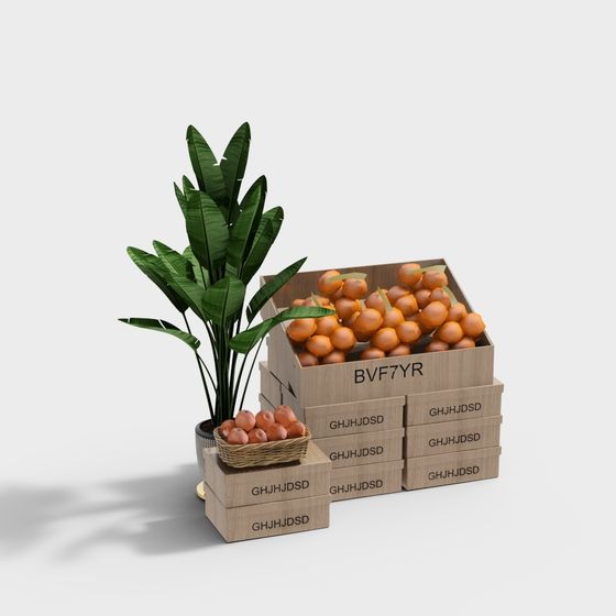 Low-Poly Fruit Storage 3D Model for Creative Projects