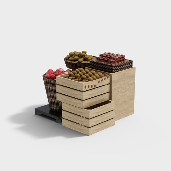 Stylish Fruit Display Rack 3D model for Modern Spaces