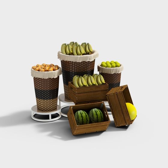 Vibrant Fruit Market Display 3D model