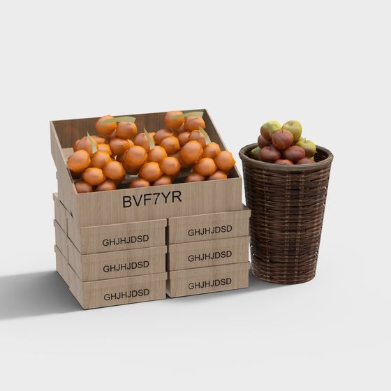 Fruit and Crate 3D model for Creative Projects