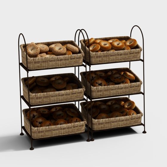 Realistic Woven Basket Rack 3D model