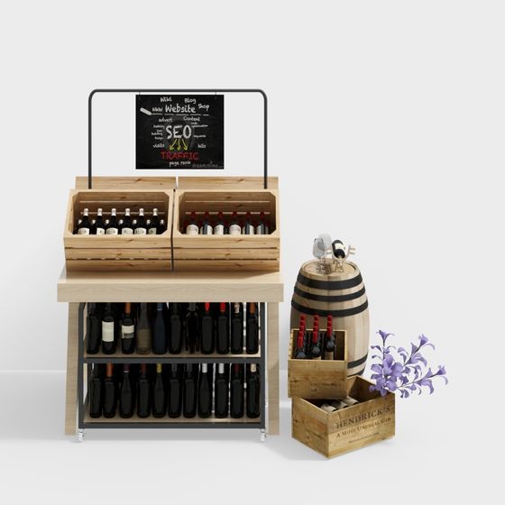 Charming Wine Display Stand 3D model