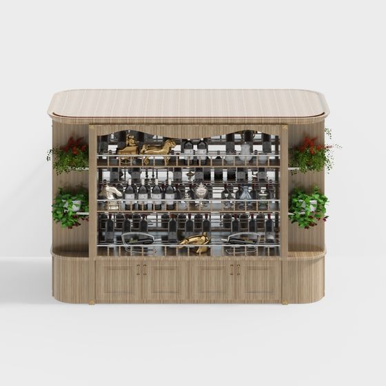 Stylish Low-Poly Bar Cabinet 3D model for Modern Spaces