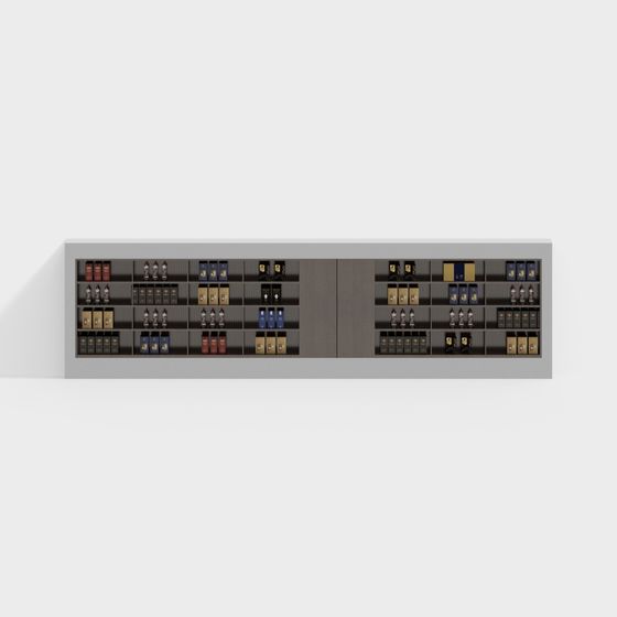 Elegant Low-Poly Wine Cabinet 3D model for Contemporary Spaces