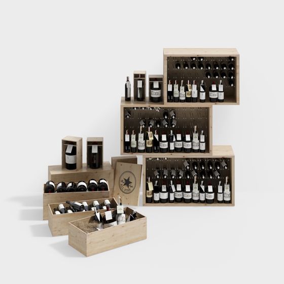 Stylish Wine Rack Collection 3D model for Creative Spaces