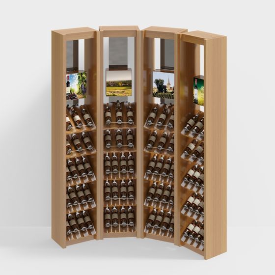 Stylish Low-Poly Wine Cabinet 3D model