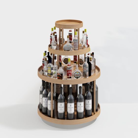 Elegant Rotating Wine Rack 3D model for Modern Spaces