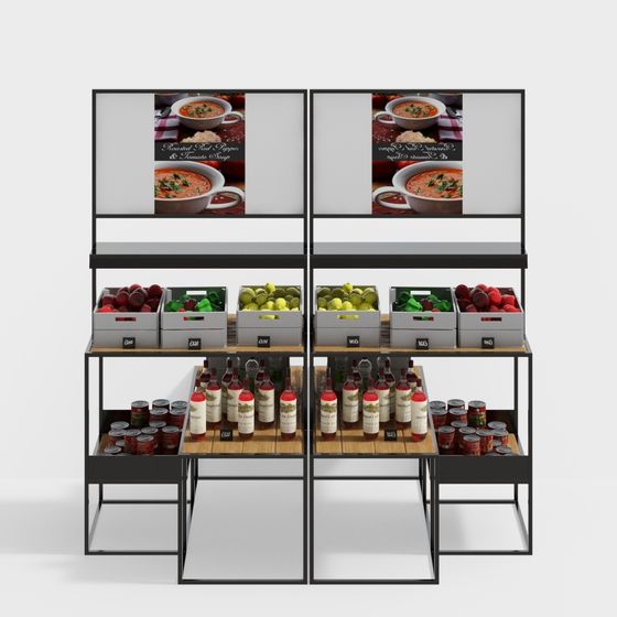 Stylish Low-Polygon Display Cabinet 3D model