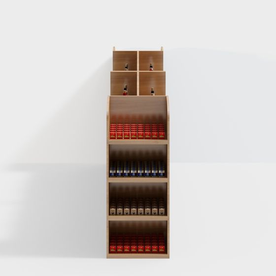 Stylish Wooden Display Rack 3D model