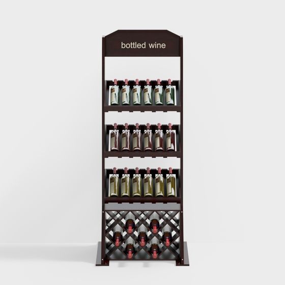 Elegant Low-Poly Wine Rack 3D model for Modern Interiors