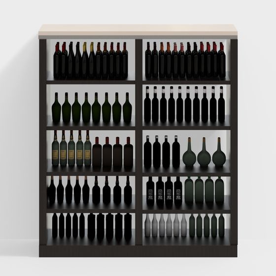 Stylish Low Poly Wine Cabinet 3D Model for Modern Spaces