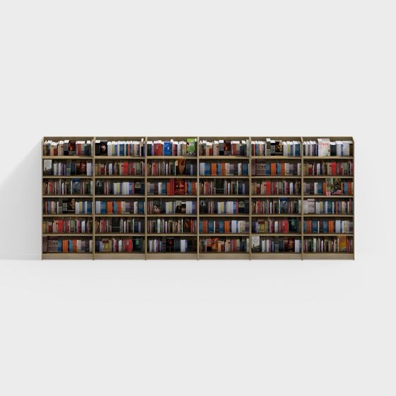 Stylish Library Bookshelf 3D model