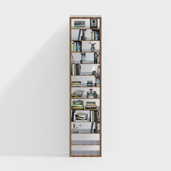 Elegant Low-Poly Bookshelf 3D model for Modern Interiors