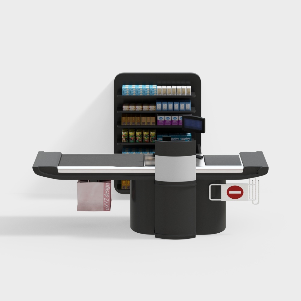 スーパーマーケットのチェックアウトカウンター