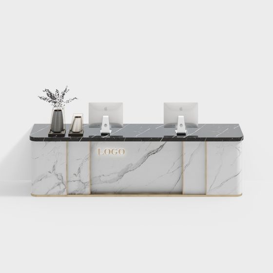 Elegant Marble Reception Desk 3D model