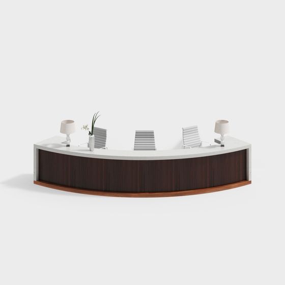 Stylish Semi-Circular Reception Desk 3D model