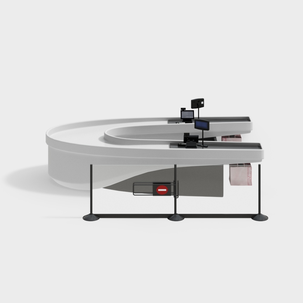Supermarket U-shaped checkout counter
