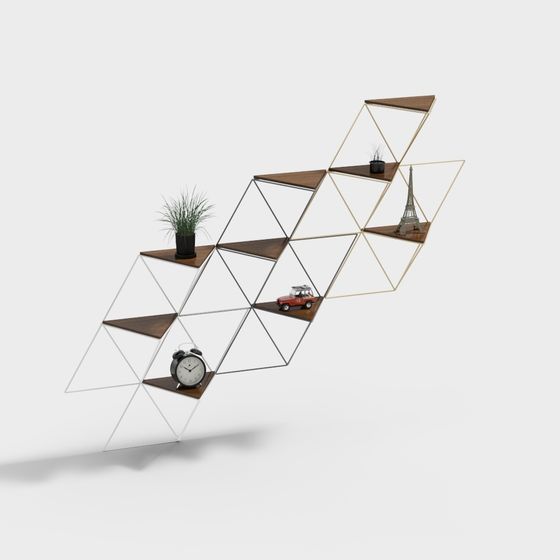 Stylish Geometric Art Bookshelf 3D model