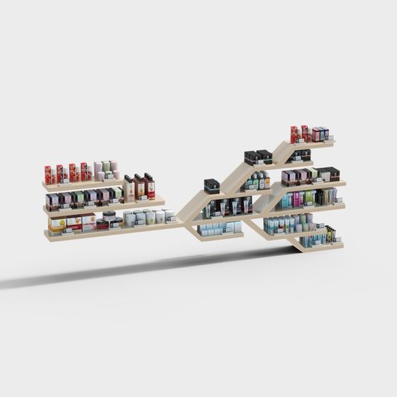 Elegant Low-Polygon Shelf 3D model for Modern Spaces